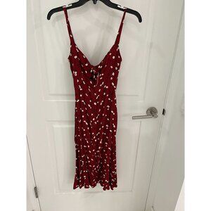 Reformation Frankfort‎ Midi Red Angeles Floral Dress Size 0